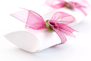 Small gift box decorated with ribbon