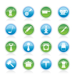 Kitchen and household tools icons - vector icon set