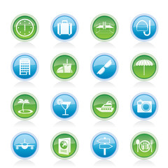 travel, trip and tourism icons - vector icon set