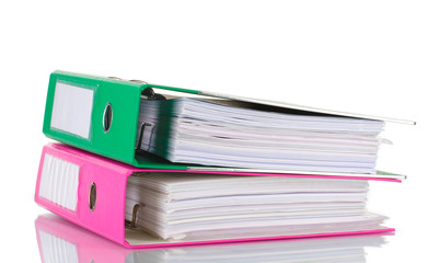 Office folders isolated on white.