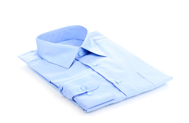 New blue man's shirt isolated on white