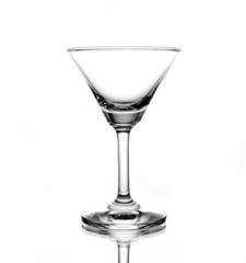 Empty glass of martini  on white background sharp light and refl