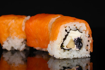 Tasty rolls isolated on black