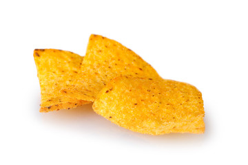 tasty potato chips isolated on white