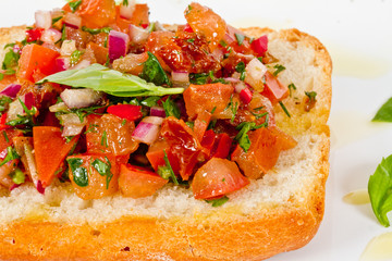 Bruschetta( Italian Toasted Garlic Bread ) with tomato
