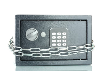 safe and chain isolated on white