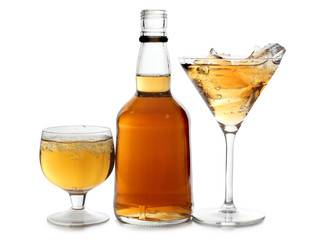 Bottle and cup with ice