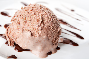 chocolate ice cream on a plate