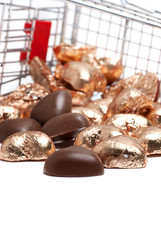 Gold foil wrapped chocolate hearts