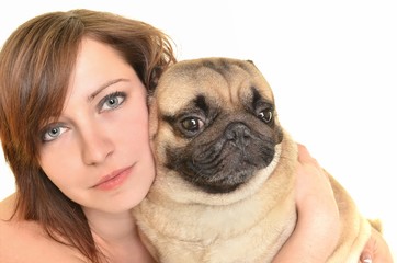 fille avec chien