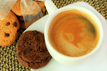 Cup of coffee and biscuits