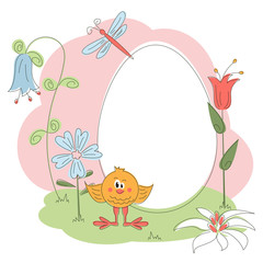 Obraz premium Easter greeting card with chichen