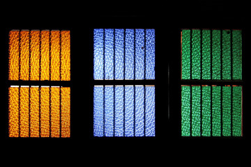 color from glass on window, in old house, Thailand