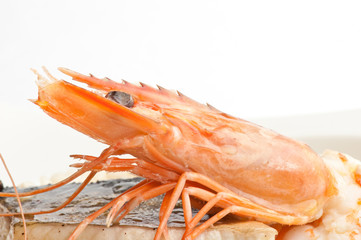 dish with crayfish