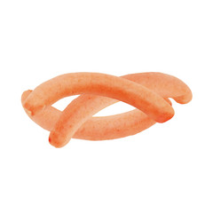 trois Saucisses de Strasbourg sur fond blanc