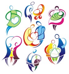 Set of people silhouette family icon