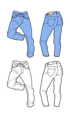 Blue man's jeans (front, back views)