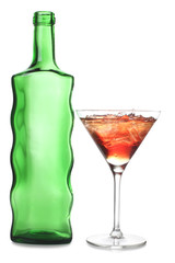 Ice in martini and bottle
