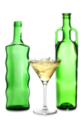 Ice in martini and two bottle