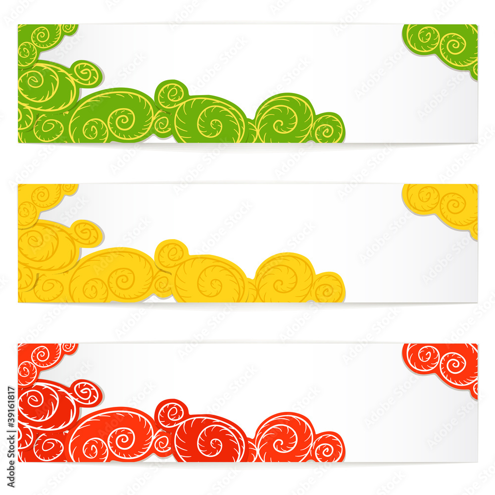Poster Set of curve pattern vector information banners