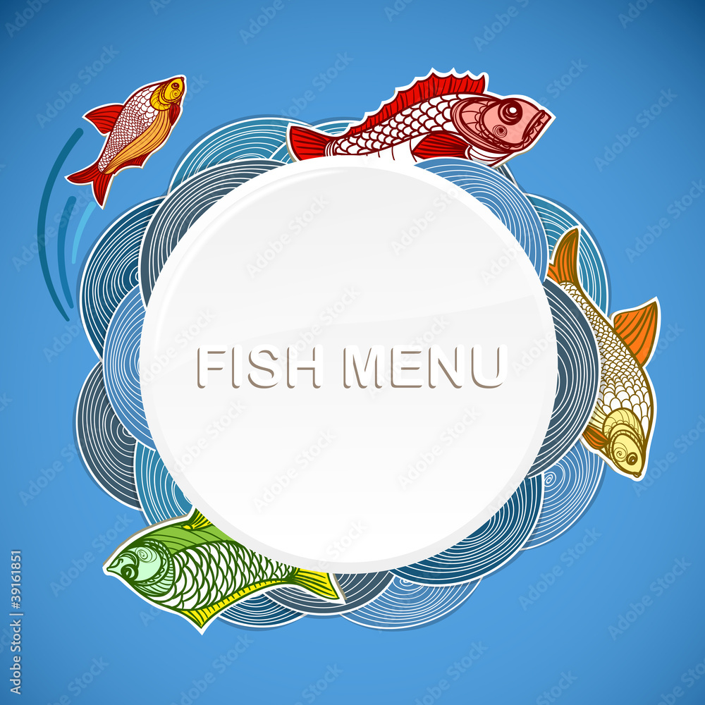 Poster Fish menu vector template. Ready for a text