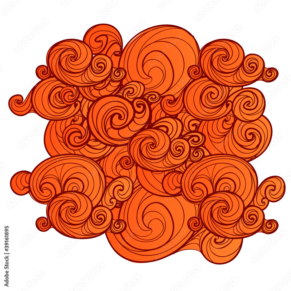 Poster background of curled abstract clouds