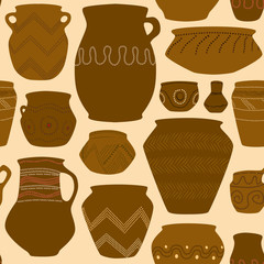 prehistoric pottery seamless pattern