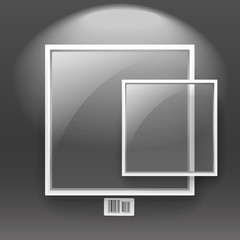 Glass boards with white frame on the wall