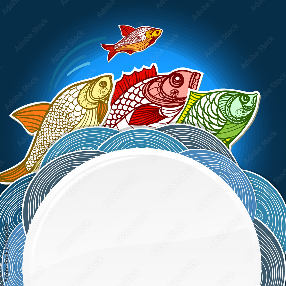Poster Fish menu vector template. Ready for a text