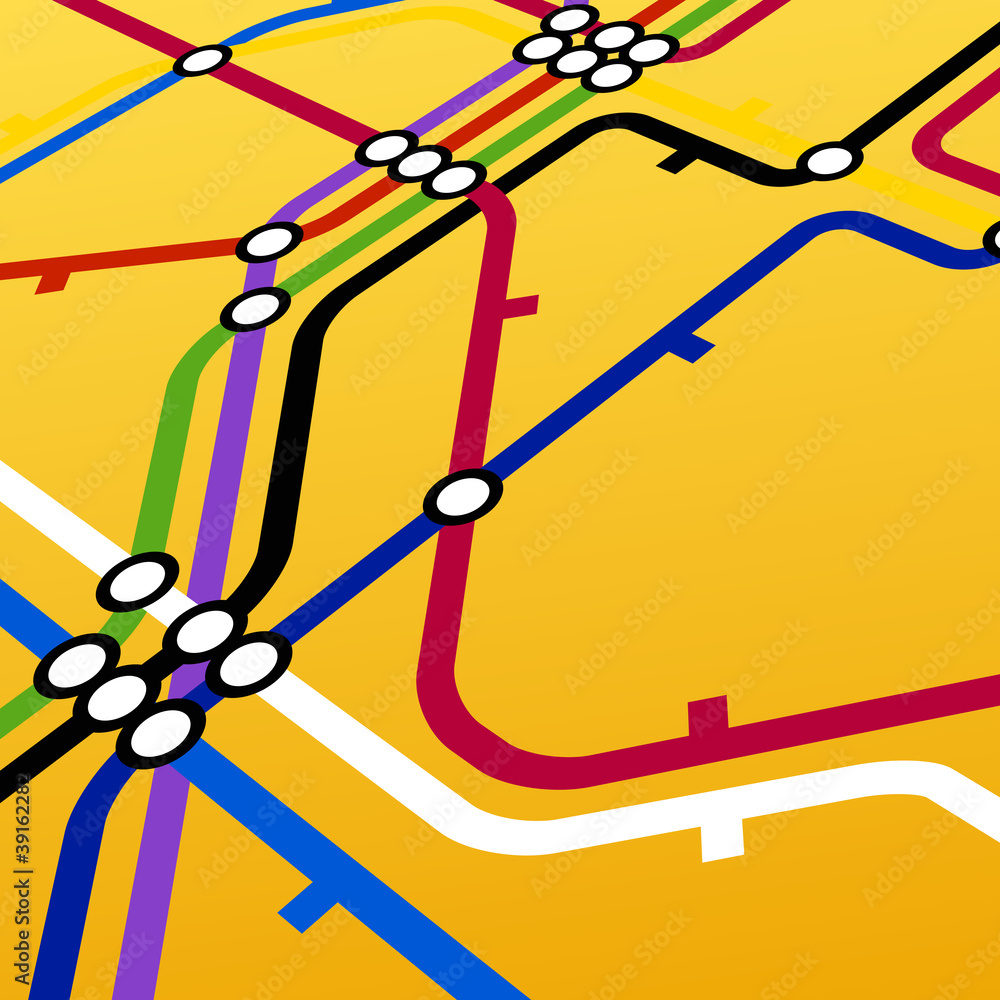 Poster perspective background of metro scheme on yellow