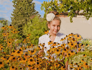 Gerl and flower