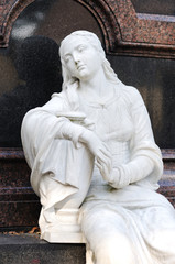 Statue of a woman with a container in the cemetery