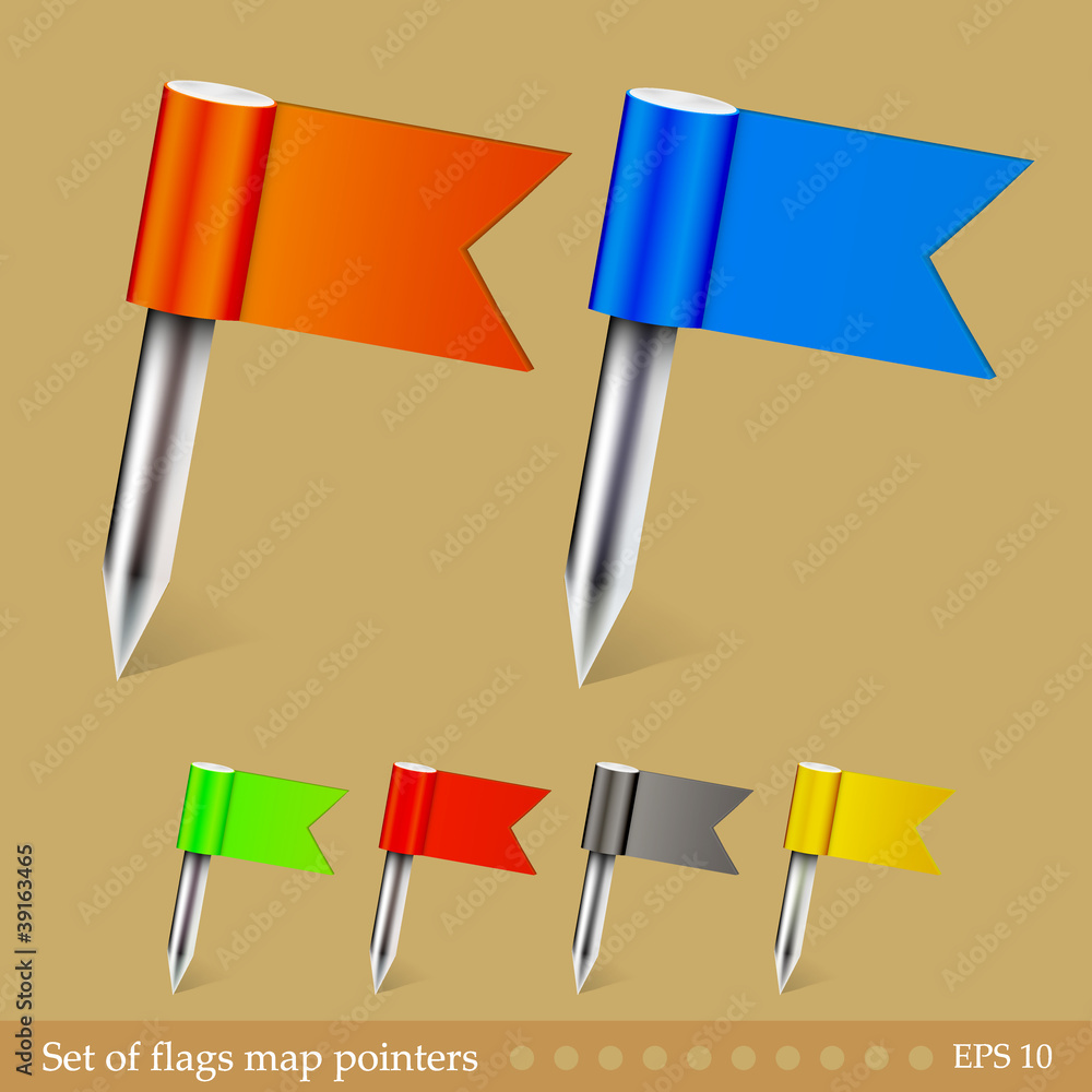 Aufkleber vector set of flags map pointers.