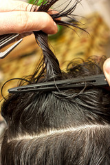 Hairdresser using hairpins