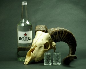 Wodka und Widderkopf