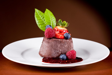 Chocolate Panna cotta with berries