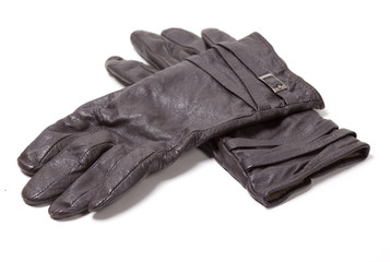 Ladies black leather gloves