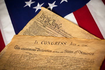 US Constitution and Declaration of Independence On flag