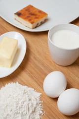 Flour with butter, milk and eggs