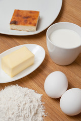 Flour with butter, milk and eggs