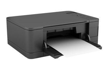 modern black office multifunction printer isolated on white