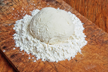 dough in the flour