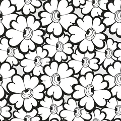 Papier Peint photo Fleurs noir et blanc Motif de fleurs sans soudure
