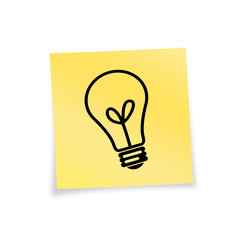 Notizzettel gelb Glühbirne