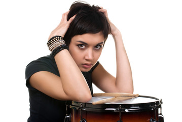 Obraz na płótnie Canvas teenage with drum