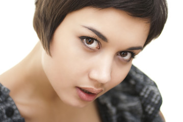 Portrait of smiling woman with frame