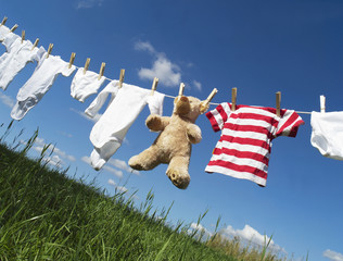 Baby clothing on a clothesline