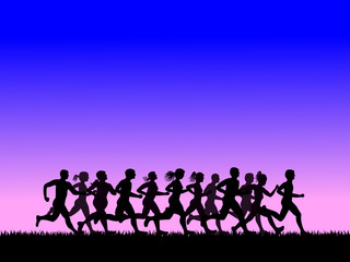 running motion in the early morning, vector image