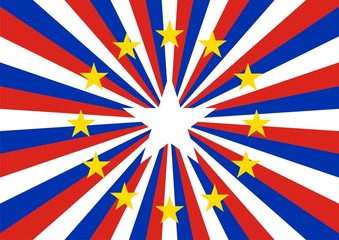 European community - French flag sunburst