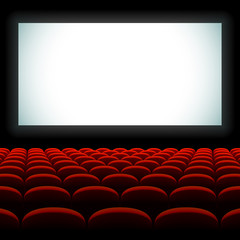 Cinema auditorium with screen and seats